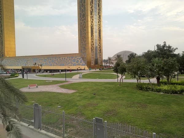 The Dubai Frame is an architectural landmark in Zabeel Park, Dubai