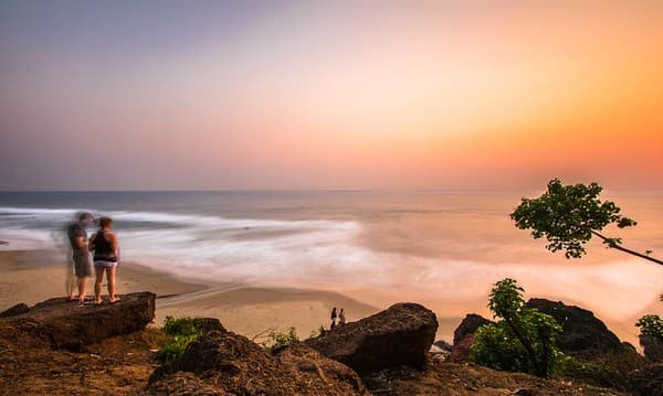 Varkala cliff and beach sunset