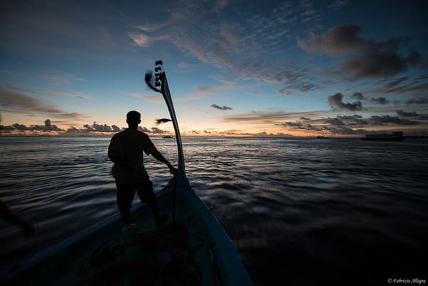 Night fishing on a dhoni