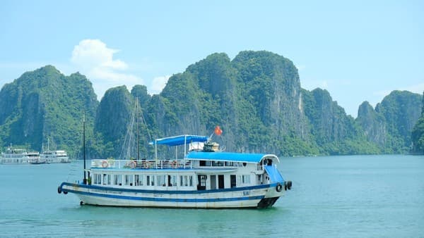 Cruise among limestone karsts in Ha Long Bay