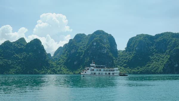 Cruise among limestone karsts in Ha Long Bay Photo 3