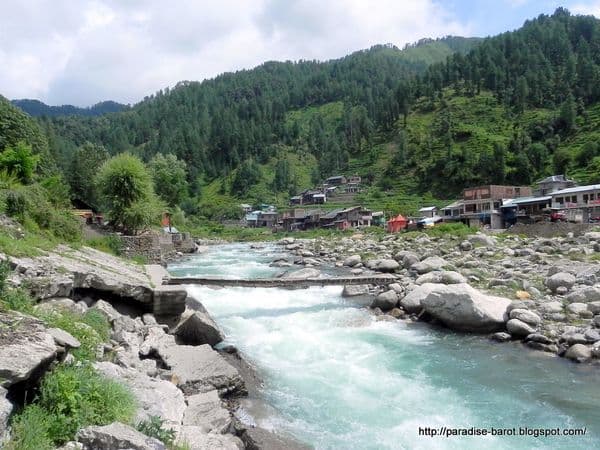 Natural swimming pool in Uhl river , Barot valley