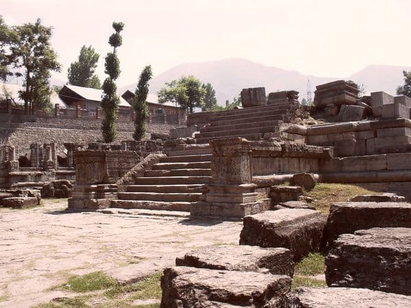 Naranag Temple of Kashmir, India in a group of Ancient Temples - a place much ruined. King Narendraditya Khinnkhila  250-214 BCE consecrated shrines to Shiva Bhuteshvara.