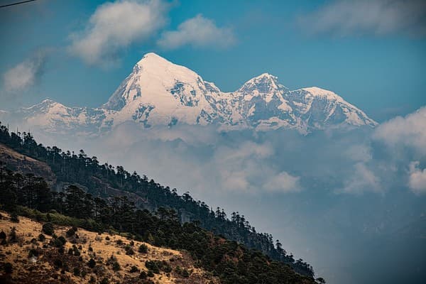 Mount Jomolhari from Chele La Pass, bhutan Mount Jomolhari from Chele La Pass, bhutan